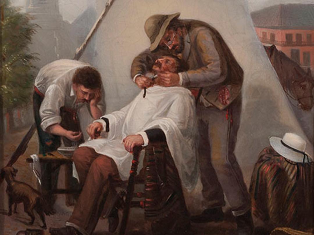 “El barbero de la Alameda” (c. 1875) del Museo del Carmen de Maipú